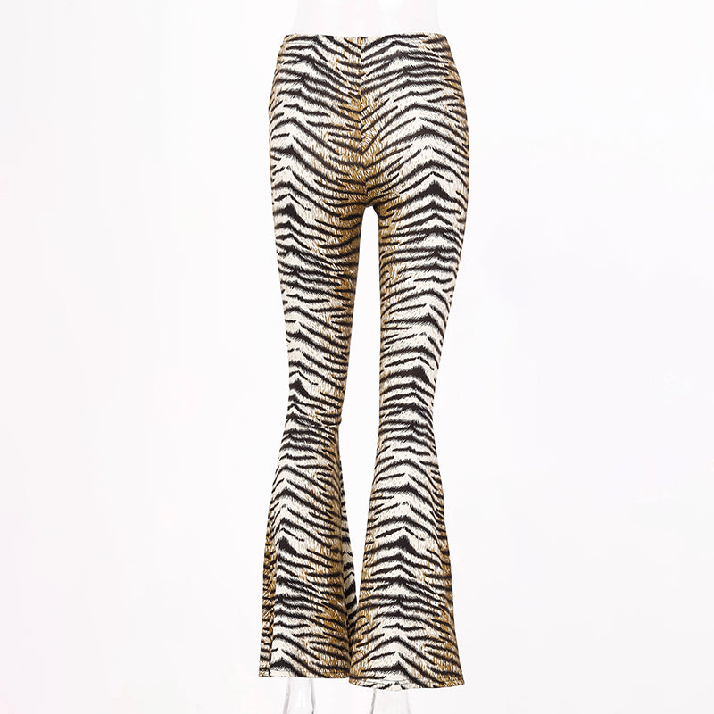 Hugcitar high waist leopard print flare leggings 2018 autumn winter women fashion sexy bodycon trousers club pants