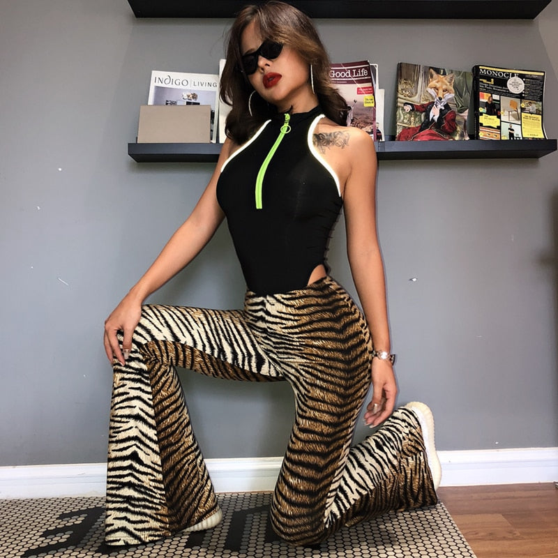 Hugcitar high waist leopard print flare leggings 2018 autumn winter women fashion sexy bodycon trousers club pants