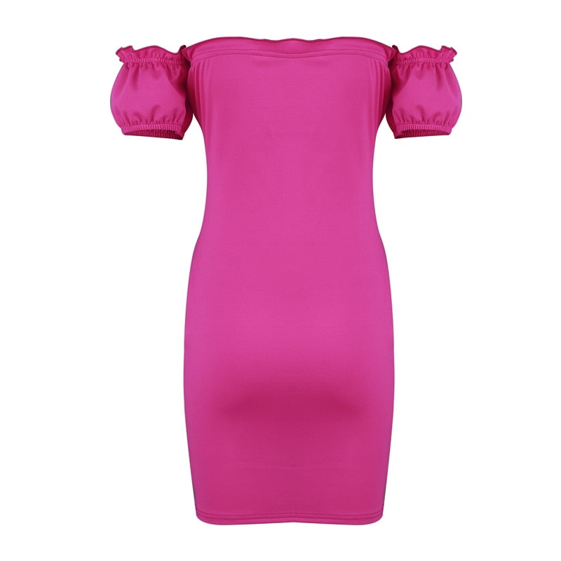Sexy Women's Off Shoulder Sleeveless Bodycon Party Cocktail Club Mini Dress Summer 2019 Hot Pink Slim Dresses