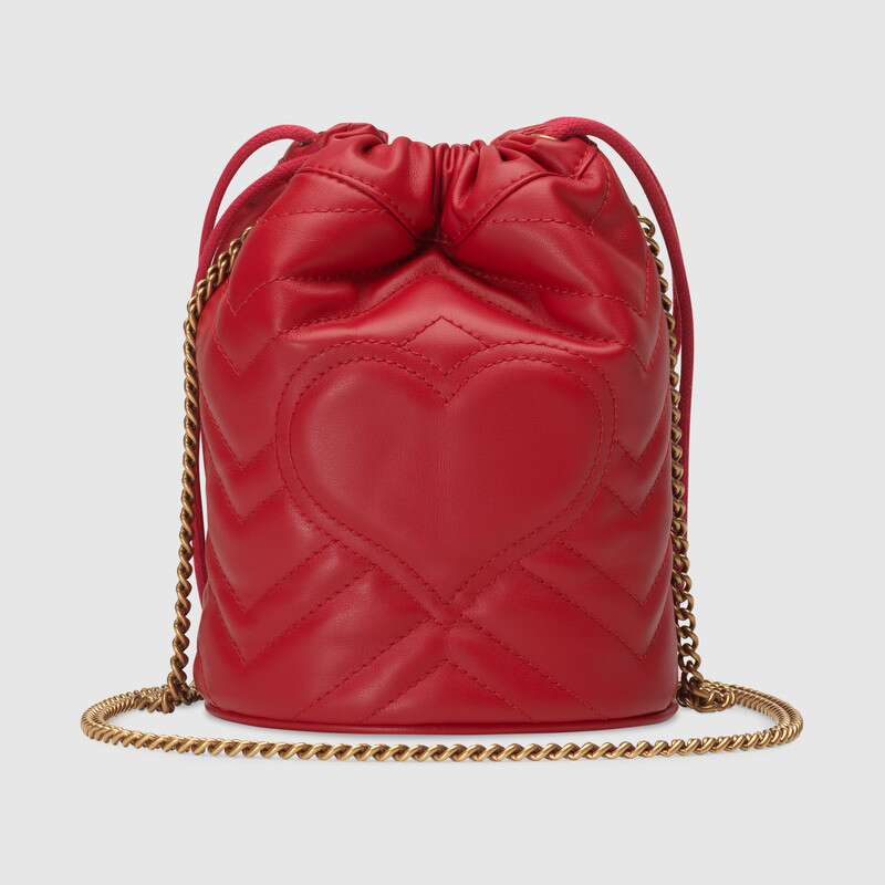 Gucci GG Marmont Mini Bucket Bag Women Leather Retro Shoulder Bag Simple Crossbody Bag Tote Chain Shoulder 575163 DTDRT 6433