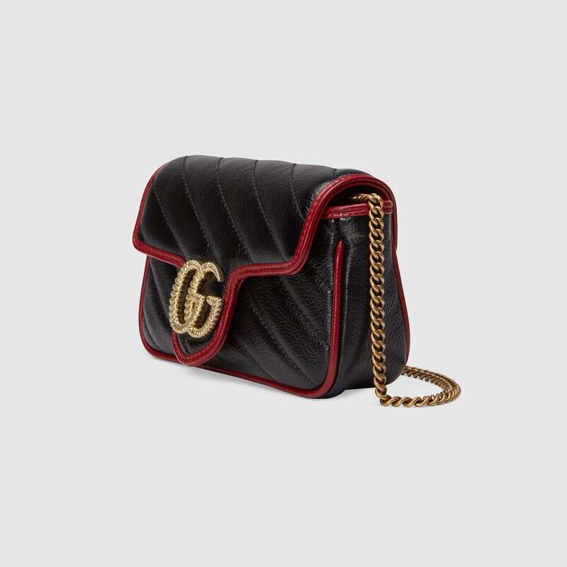2019 Women Bag Black Gucci GG Marmonts Super Mini Bag Shoulder Bag Messenger Bag Retro Crossbody Bag Designer 574969 0OLFX 8277