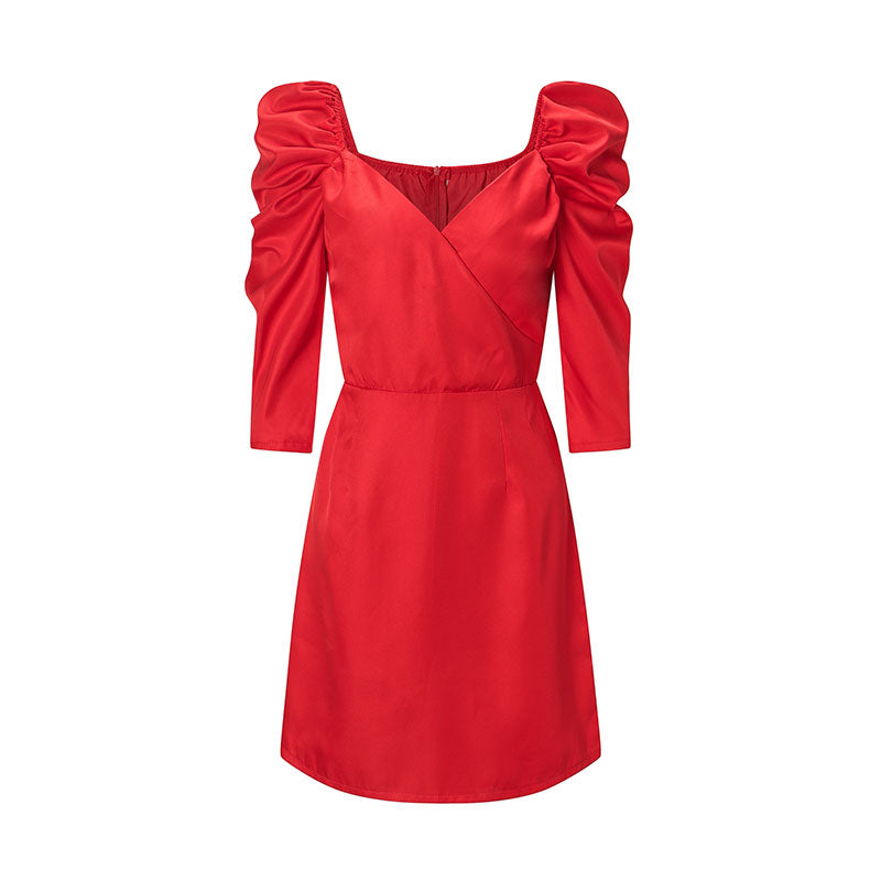 Warm Spring -half shoulder dress