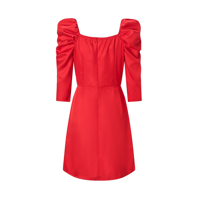 Warm Spring -half shoulder dress