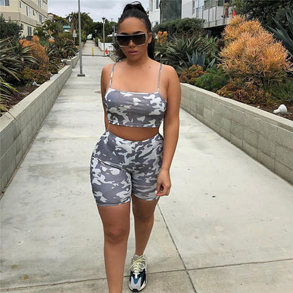 Camouflage Print Shorts Set