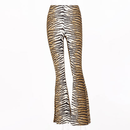 Hugcitar high waist leopard print flare leggings 2018 autumn winter women fashion sexy bodycon trousers club pants