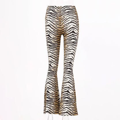 Hugcitar high waist leopard print flare leggings 2018 autumn winter women fashion sexy bodycon trousers club pants