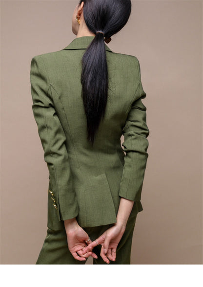 Office 7 -Pants Suit Double-breasted Slim Jacket & Pencil Pants Suit