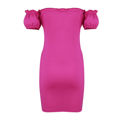 Sexy Women's Off Shoulder Sleeveless Bodycon Party Cocktail Club Mini Dress Summer 2019 Hot Pink Slim Dresses