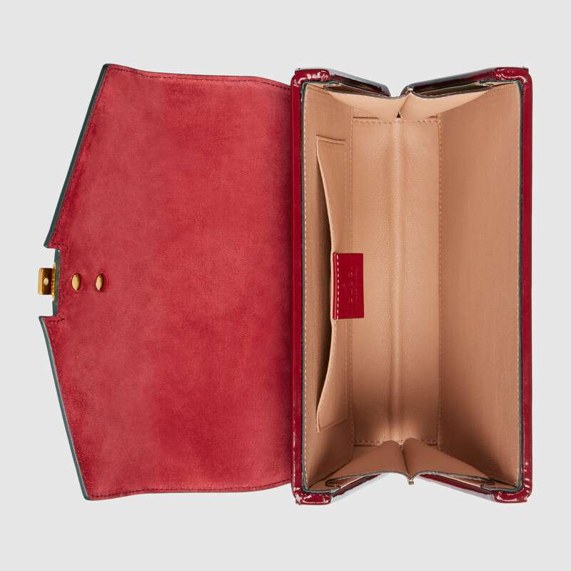 Retro Red Gucci Sylvie 1969 Patent Leather Mini Top Handle Bag Women Classic Shoulder Bag  Cross Body Bag ‎589479 1J70G 6638