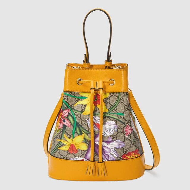 Women Bag For Gucci Ophidia GG Flora Bucket Bag Retro ‎550621 HV8HC 9782 Leather Handbag Casual Shoulder Messenger Bags Ladies
