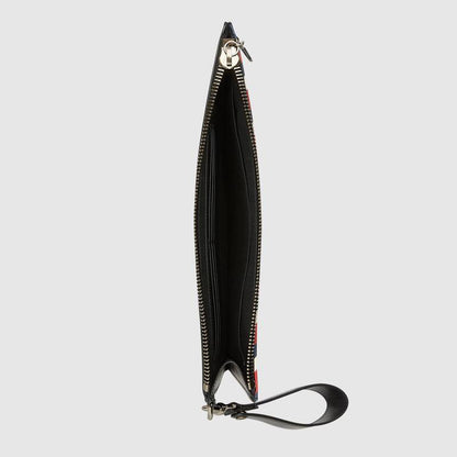 Slim Vintage Black Gucci Mens Leather Day Clutches Bag Night Courrier GG Supreme Pouch For Men Purse Handbags ‎496346 9F25N 1073