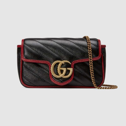 2019 Women Bag Black Gucci GG Marmonts Super Mini Bag Shoulder Bag Messenger Bag Retro Crossbody Bag Designer ‎574969 0OLFX 8277