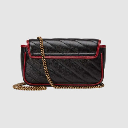 2019 Women Bag Black Gucci GG Marmonts Super Mini Bag Shoulder Bag Messenger Bag Retro Crossbody Bag Designer ‎574969 0OLFX 8277