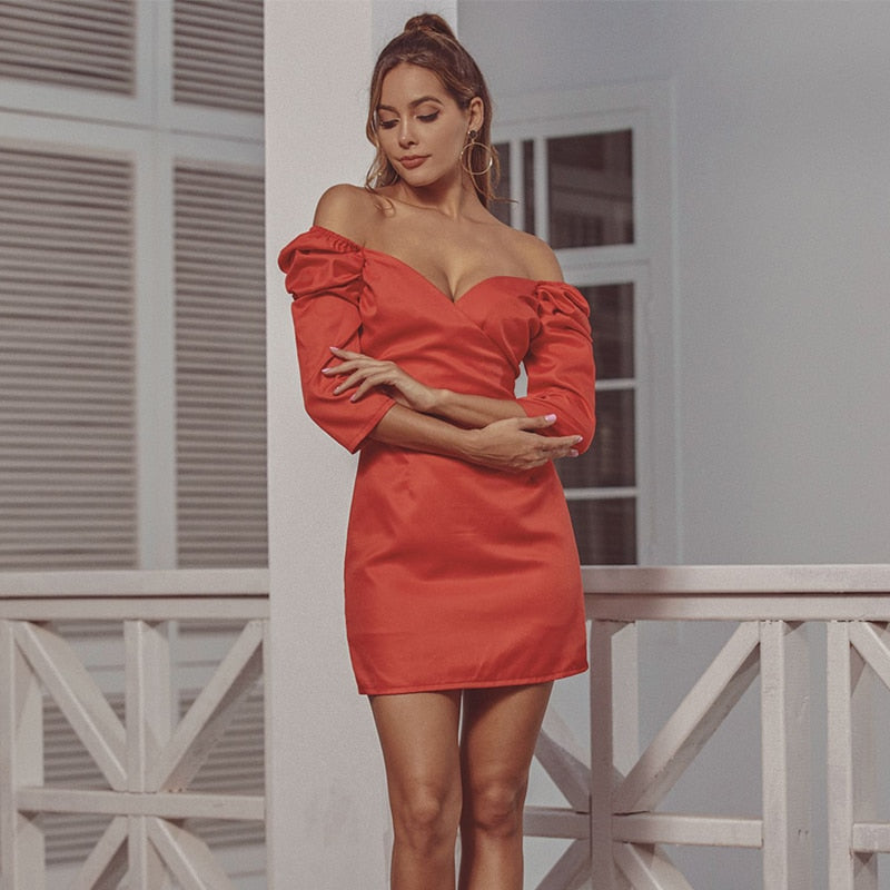 Warm Spring -half shoulder dress