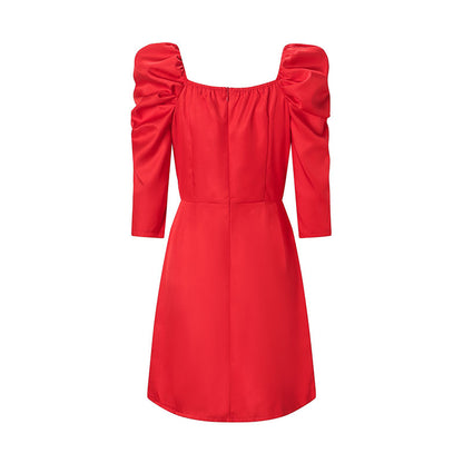 Warm Spring -half shoulder dress
